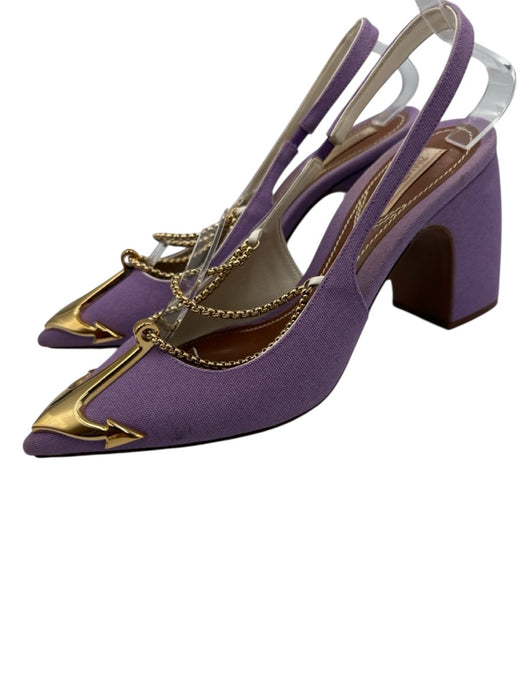 Zimmermann Shoe Size 36 Purple & Gold Canvas goldtone hardware Pointed Toe Pumps Purple & Gold / 36