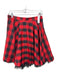 Pinko Size 8 Red & Black Viscose Side Zip Tartan Plaid Tulle Above Knee Skirt Red & Black / 8