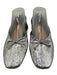 Schutz Shoe Size 7B Silver Leather Crinkle Bow Detail Slide On Ballet Flats Silver / 7B
