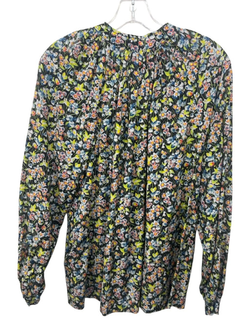 Doen Size XL Blue, Green, Black Cotton Blend Floral Button Down Top Blue, Green, Black / XL