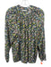 Doen Size XL Blue, Green, Black Cotton Blend Floral Button Down Top Blue, Green, Black / XL