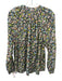 Doen Size L Blue, Green, Black Cotton Blend Floral Button Down Top Blue, Green, Black / L