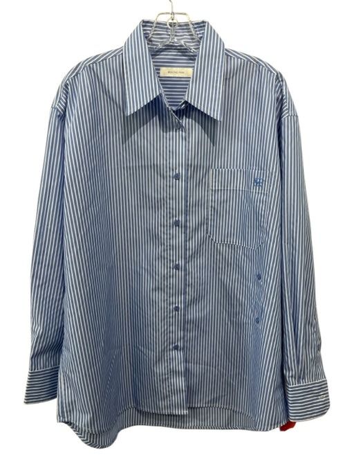 Mijeong Park Size M Blue & White Cotton Blend Stripe Button Down Oversized Top Blue & White / M