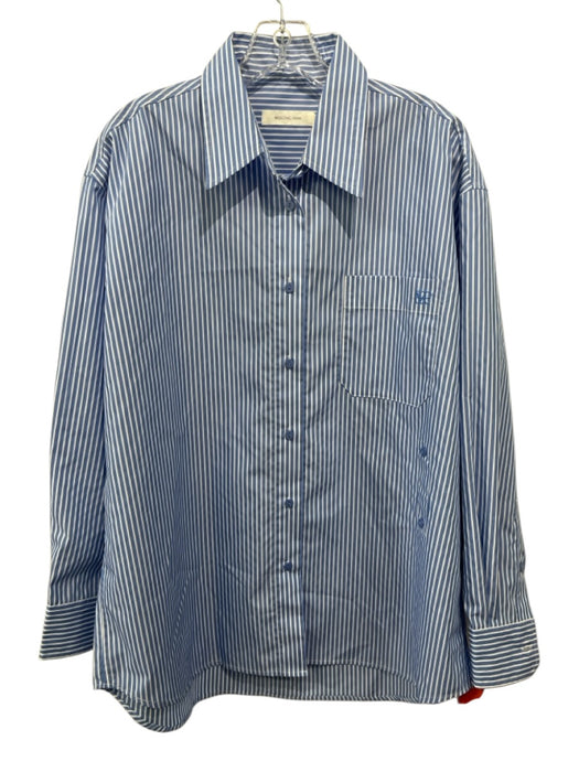Mijeong Park Size M Blue & White Cotton Blend Stripe Button Down Oversized Top Blue & White / M