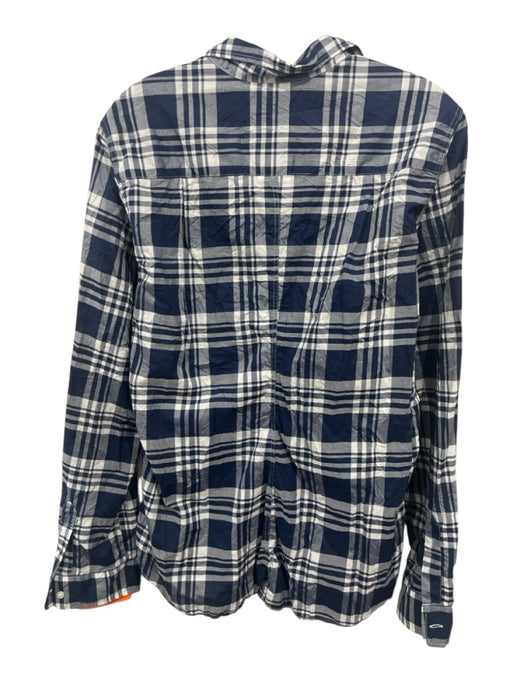 Frank & Eileen Size XL Navy Blue & White Cotton Plaid Long Sleeve Top Navy Blue & White / XL