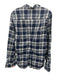 Frank & Eileen Size XL Navy Blue & White Cotton Plaid Long Sleeve Top Navy Blue & White / XL