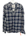 Frank & Eileen Size XL Navy Blue & White Cotton Plaid Long Sleeve Top Navy Blue & White / XL