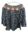 Innika Choo Size One Size Black, White, Multi Linen Embroidered Plaid Top Black, White, Multi / One Size