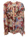 Korovilas Size 10 Orange, Red, Multi bemberg Metallic Stripe Floral Ruffle Top Orange, Red, Multi / 10
