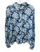 Rachel Comey Size 10 Blue & White Viscose Floral Long Sleeve Button Down Top Blue & White / 10