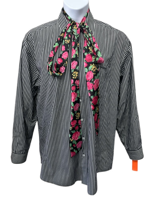 Balenciaga Size L Gray, White, Multi Cotton & Polyester Stripe Floral Top Gray, White, Multi / L