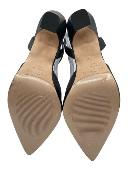 Alohas Shoe Size 39 Black Leather Faux Pearl Pointed Toe Embellished Pumps Black / 39