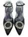 Alohas Shoe Size 39 Black Leather Faux Pearl Pointed Toe Embellished Pumps Black / 39