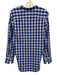 Rachel Comey Size 10 Blue & White Rayon Blend Plaid Long Sleeve V Neck Top Blue & White / 10