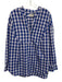 Rachel Comey Size 10 Blue & White Rayon Blend Plaid Long Sleeve V Neck Top Blue & White / 10