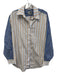 Rachel Comey Size L White, Blue & Beige Cotton Striped Long Sleeve Button Up Top White, Blue & Beige / L