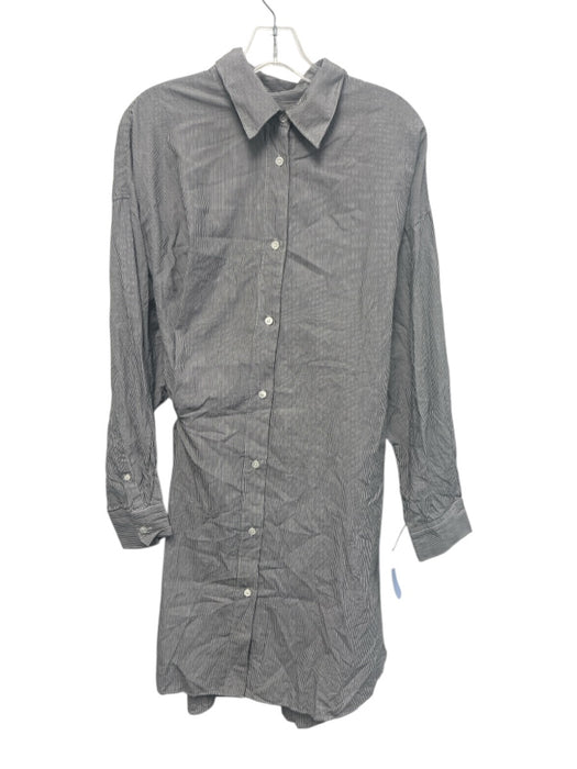 Isabel Marant Etoile Size 42 Black & White Cotton Pinstripe Long Sleeve Dress Black & White / 42