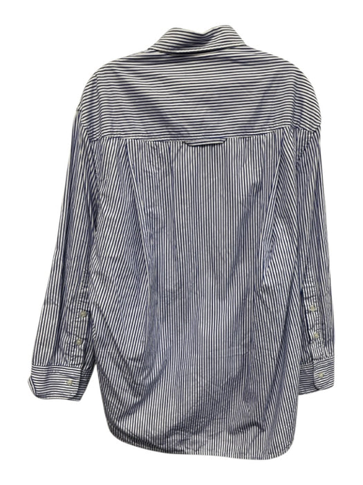 Citizens of Humanity Size L Blue & White Cotton Striped Long Sleeve Shirt Top Blue & White / L