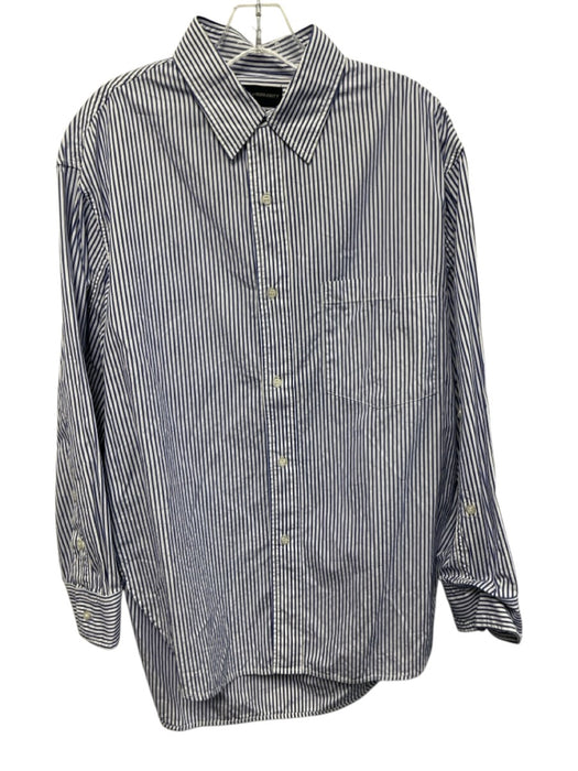 Citizens of Humanity Size L Blue & White Cotton Striped Long Sleeve Shirt Top Blue & White / L