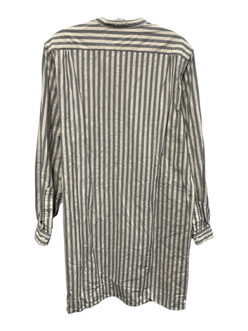 Chimala Size M Cream White & Navy Blue Cotton Striped 1/2 Button Tunic Top Cream White & Navy Blue / M