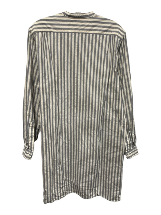 Chimala Size M Cream White & Navy Blue Cotton Striped 1/2 Button Tunic Top Cream White & Navy Blue / M