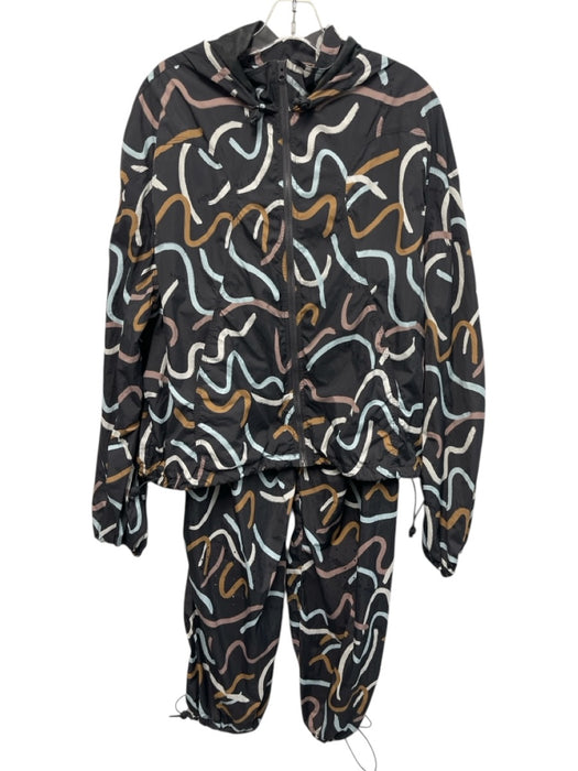 Sweaty Betty Size 12/10 Gray & multi Polyamide Abstract Print Zip Front Pant Set Gray & multi / 12/10
