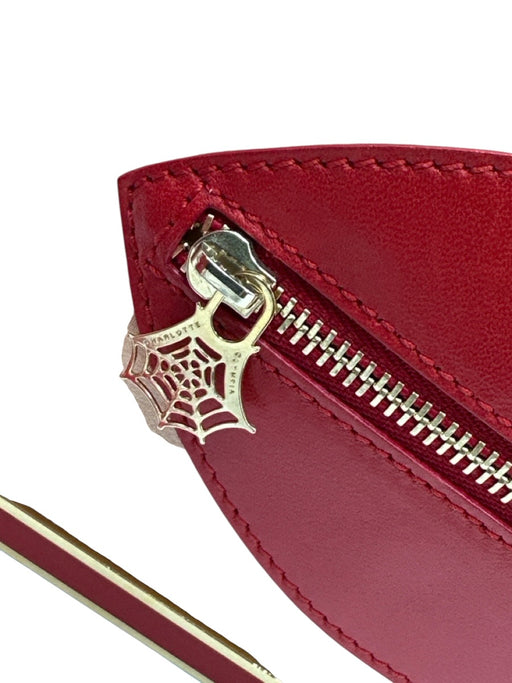 Charlotte Olympia Pink & Red Textile & Leather Lips Zip Close Pouch Clutch Bag Pink & Red