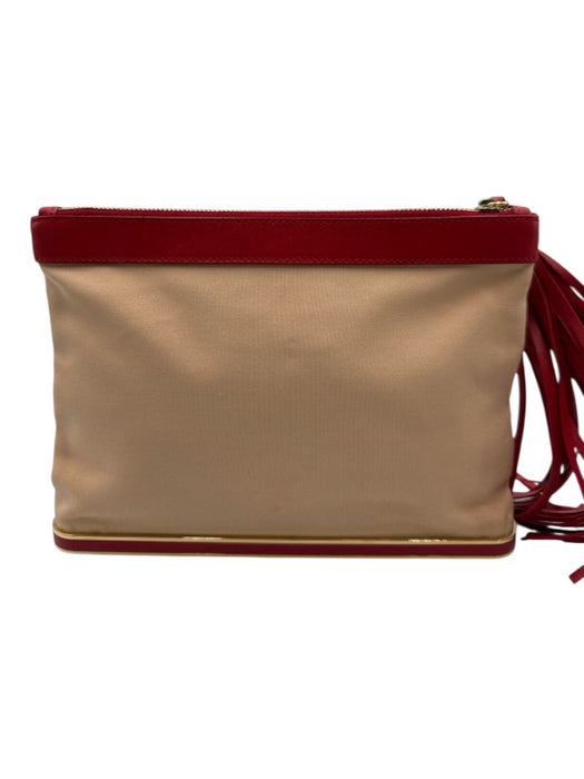 Charlotte Olympia Pink & Red Textile & Leather Lips Zip Close Pouch Clutch Bag Pink & Red
