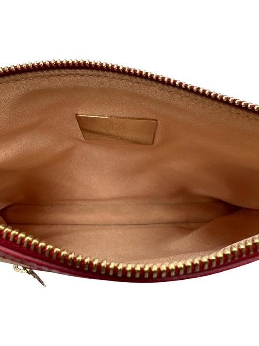 Charlotte Olympia Pink & Red Textile & Leather Lips Zip Close Pouch Clutch Bag Pink & Red