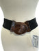 Brown & Black Wood & Beads Stretch Clasp Buckle Belts Brown & Black