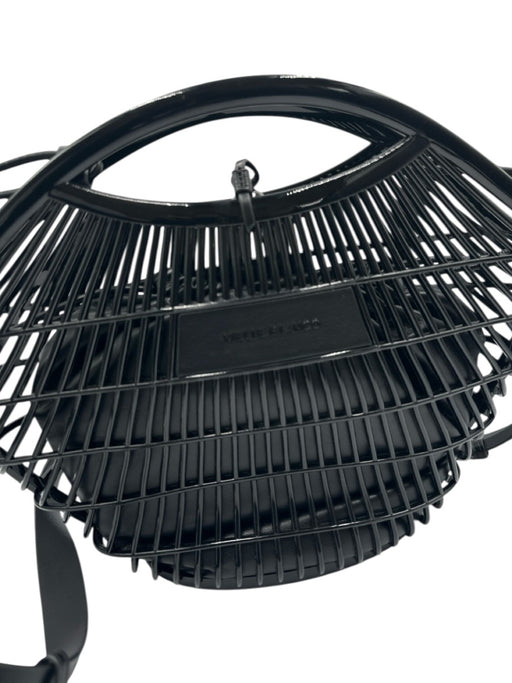 Melie Bianco Black Silicone Faux Leather Basket Removable pouch Hand Bag Black