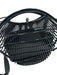 Melie Bianco Black Silicone Faux Leather Basket Removable pouch Hand Bag Black