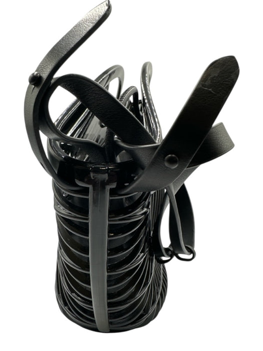 Melie Bianco Black Silicone Faux Leather Basket Removable pouch Hand Bag Black
