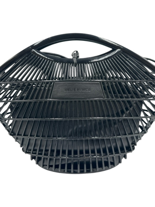 Melie Bianco Black Silicone Faux Leather Basket Removable pouch Hand Bag Black