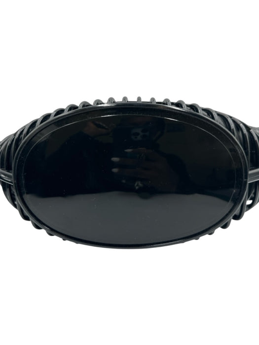Melie Bianco Black Silicone Faux Leather Basket Removable pouch Hand Bag Black