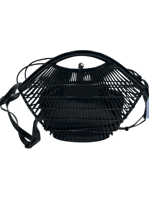 Melie Bianco Black Silicone Faux Leather Basket Removable pouch Hand Bag Black