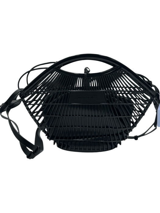Melie Bianco Black Silicone Faux Leather Basket Removable pouch Hand Bag Black