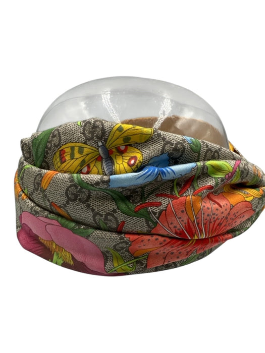Gucci Yellow, Brown & Multi Silk Guccissima Floral Twist Knot Headband Yellow, Brown & Multi