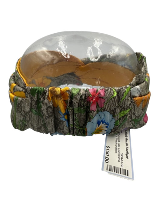 Gucci Yellow, Brown & Multi Silk Guccissima Floral Twist Knot Headband Yellow, Brown & Multi