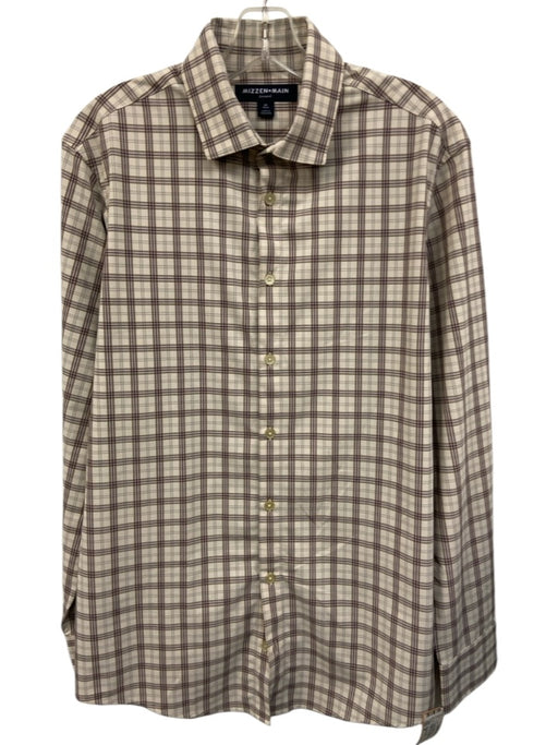 Mizzen + Main Size M Beige & Red Synthetic Plaid Athletic Long Sleeve Shirt Beige & Red / M