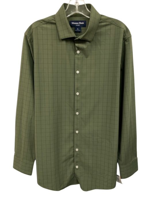 Mizzen + Main Size M Green Synthetic Grid Button Up Athleisure Long Sleeve Shirt Green / M