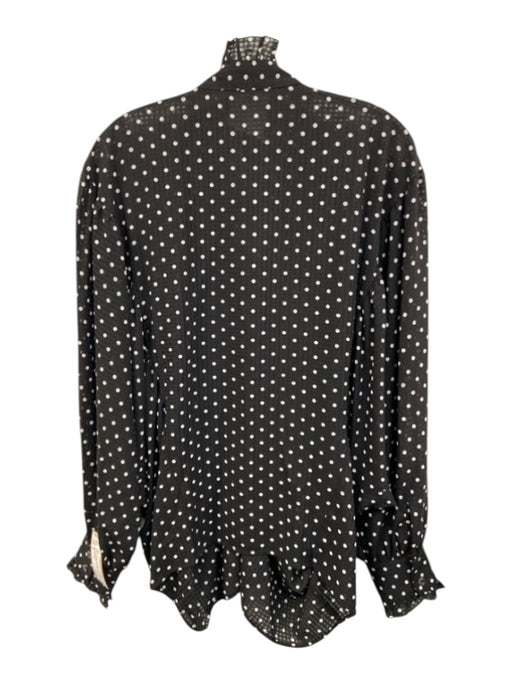 Alexa Chung Size M Black & White Polyester Long Sleeve Polka Dot Buttons Top Black & White / M