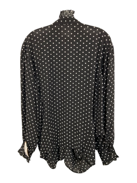 Alexa Chung Size M Black & White Polyester Long Sleeve Polka Dot Buttons Top Black & White / M