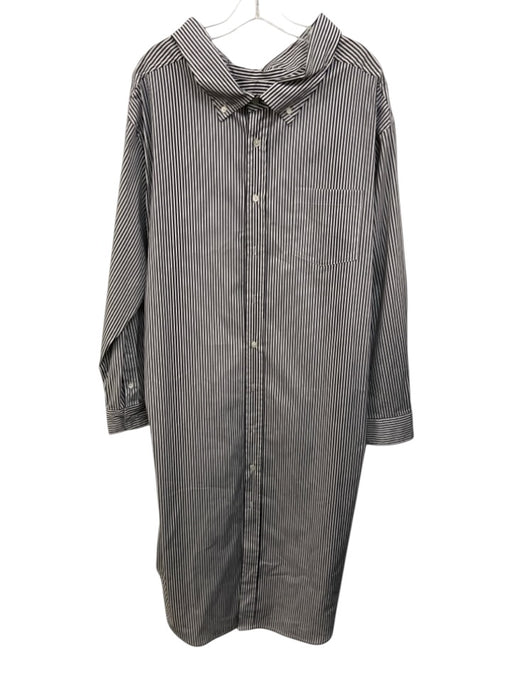 The Frankie Shop Size L White & Gray Cotton & Nylon 3/4 Sleeve Stripe Midi Dress White & Gray / L