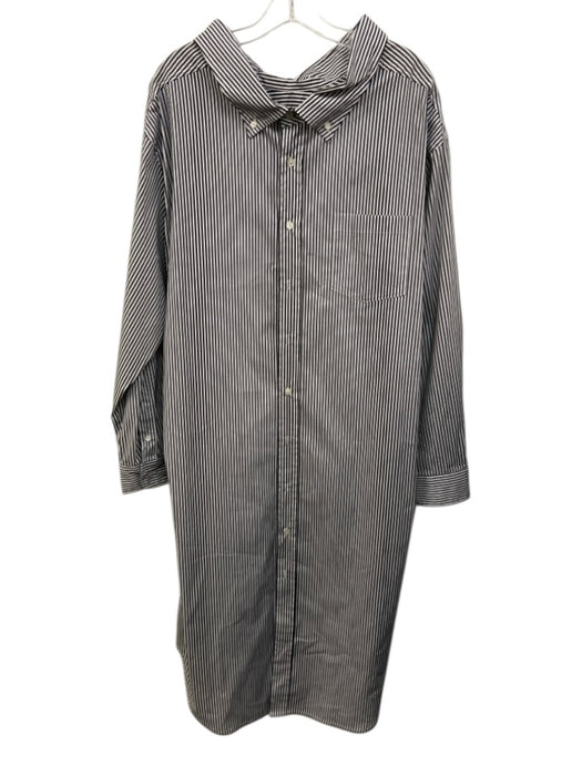The Frankie Shop Size L White & Gray Cotton & Nylon 3/4 Sleeve Stripe Midi Dress White & Gray / L