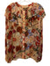 Korovilas Size 10 Peach, Red & Multi bemberg Long puff sleeve Buttons Top Peach, Red & Multi / 10