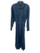 LizWear Size M Medium Wash Cotton Denim Buttons Elastic Waist Long Sleeve Dress Medium Wash / M