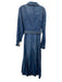 Ganni Size 10/12 Medium Wash Cotton Denim Long Sleeve Snaps Collar Maxi Dress Medium Wash / 10/12