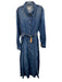 Ganni Size 10/12 Medium Wash Cotton Denim Long Sleeve Snaps Collar Maxi Dress Medium Wash / 10/12