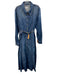 Ganni Size 10/12 Medium Wash Cotton Denim Long Sleeve Snaps Collar Maxi Dress Medium Wash / 10/12